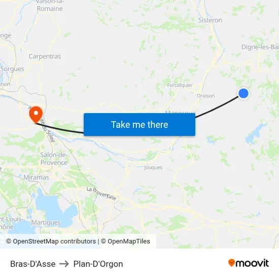 Bras-D'Asse to Plan-D'Orgon map