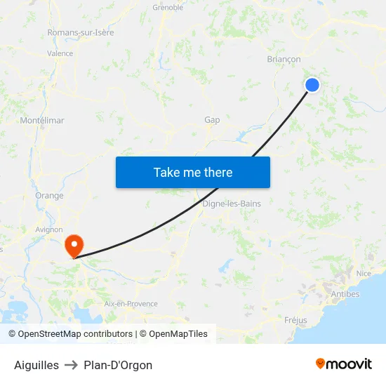 Aiguilles to Plan-D'Orgon map