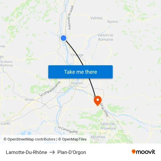 Lamotte-Du-Rhône to Plan-D'Orgon map