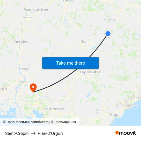 Saint-Crépin to Plan-D'Orgon map