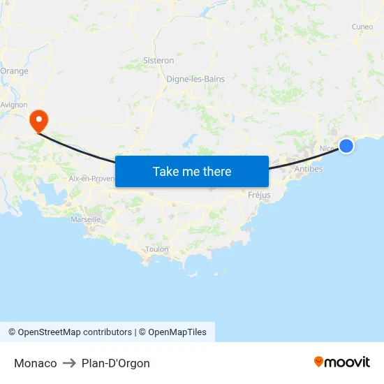 Monaco to Plan-D'Orgon map