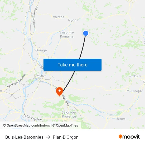 Buis-Les-Baronnies to Plan-D'Orgon map
