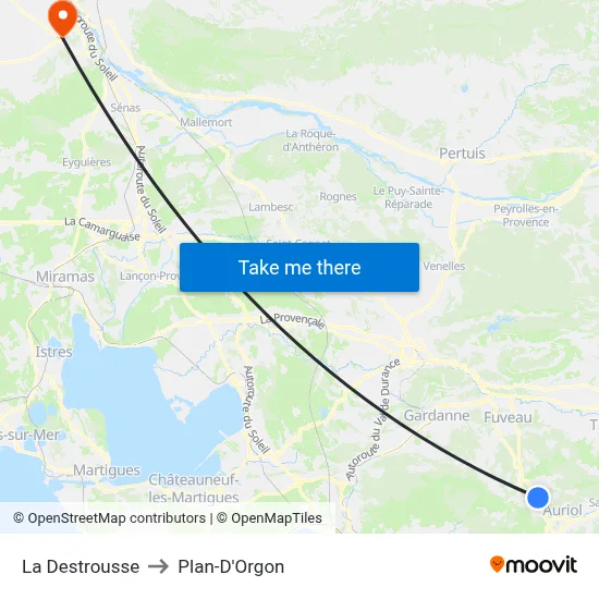 La Destrousse to Plan-D'Orgon map