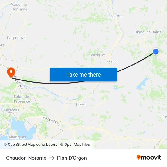 Chaudon-Norante to Plan-D'Orgon map