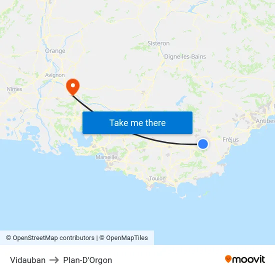 Vidauban to Plan-D'Orgon map