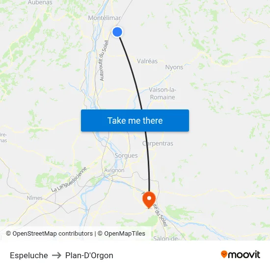 Espeluche to Plan-D'Orgon map