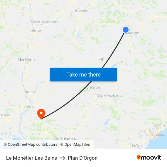 Le Monêtier-Les-Bains to Plan-D'Orgon map