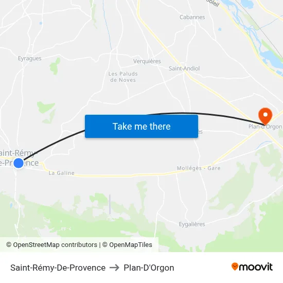 Saint-Rémy-De-Provence to Plan-D'Orgon map
