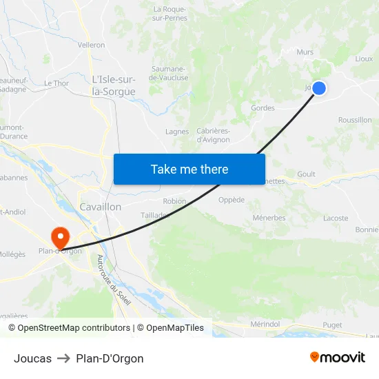 Joucas to Plan-D'Orgon map