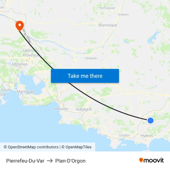 Pierrefeu-Du-Var to Plan-D'Orgon map