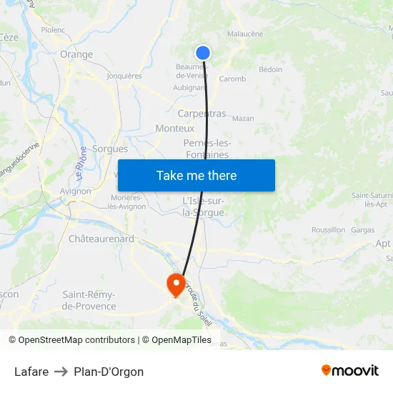 Lafare to Plan-D'Orgon map