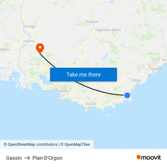 Gassin to Plan-D'Orgon map