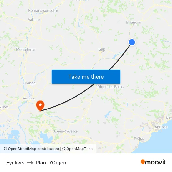 Eygliers to Plan-D'Orgon map