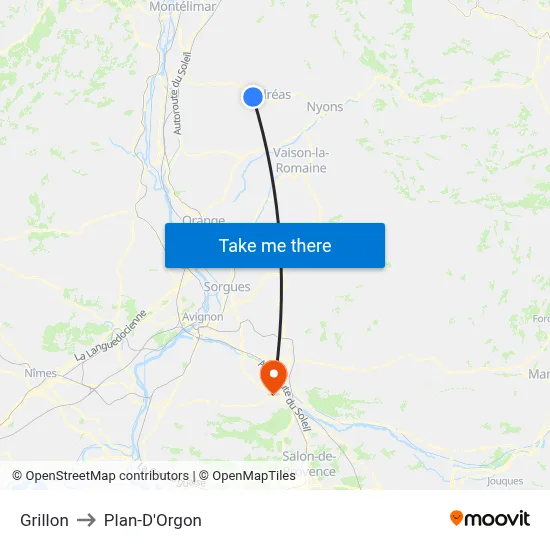 Grillon to Plan-D'Orgon map