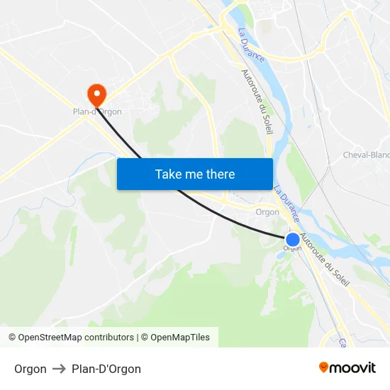 Orgon to Plan-D'Orgon map