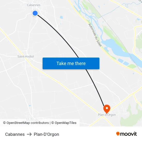 Cabannes to Plan-D'Orgon map