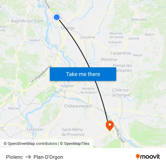 Piolenc to Plan-D'Orgon map