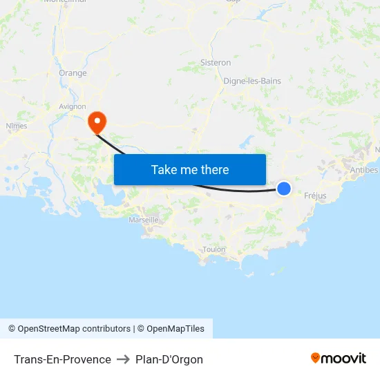 Trans-En-Provence to Plan-D'Orgon map