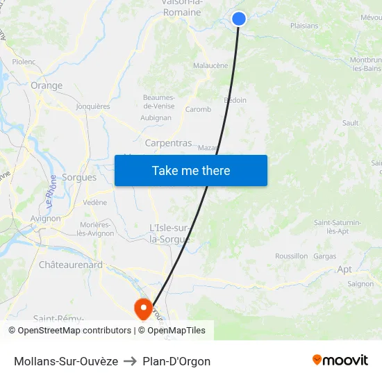Mollans-Sur-Ouvèze to Plan-D'Orgon map