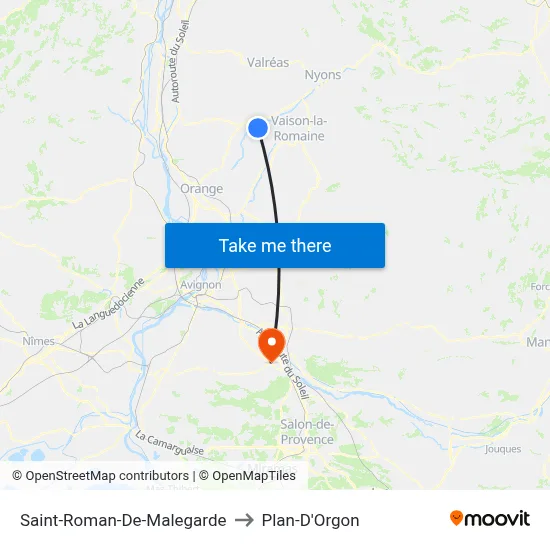 Saint-Roman-De-Malegarde to Plan-D'Orgon map