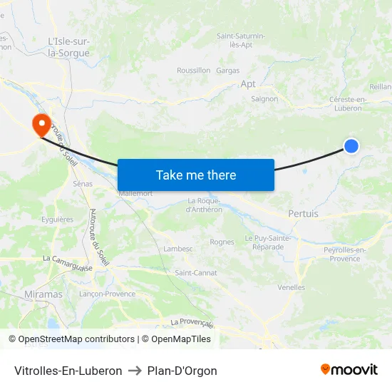 Vitrolles-En-Luberon to Plan-D'Orgon map