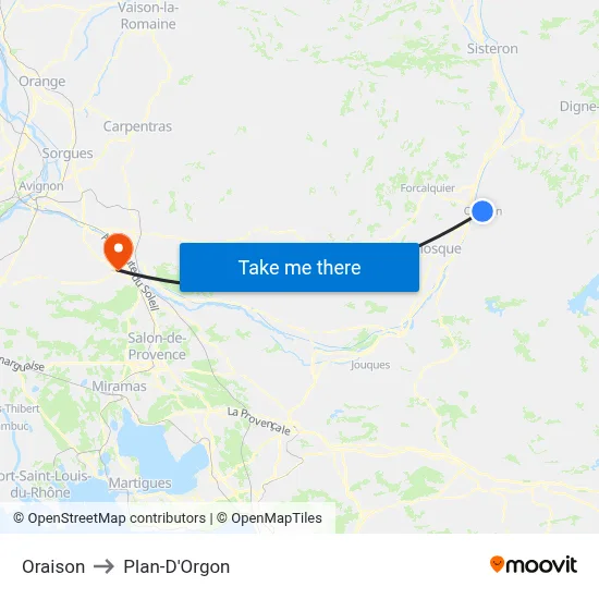 Oraison to Plan-D'Orgon map