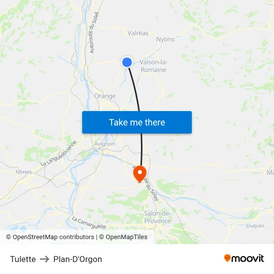 Tulette to Plan-D'Orgon map
