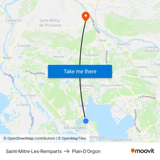 Saint-Mitre-Les-Remparts to Plan-D'Orgon map
