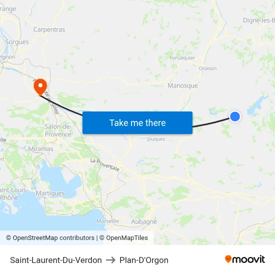 Saint-Laurent-Du-Verdon to Plan-D'Orgon map