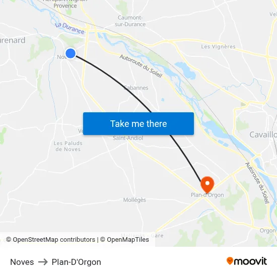 Noves to Plan-D'Orgon map
