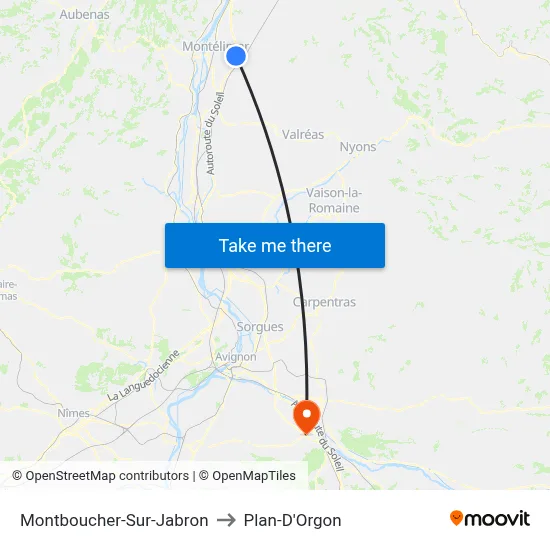Montboucher-Sur-Jabron to Plan-D'Orgon map