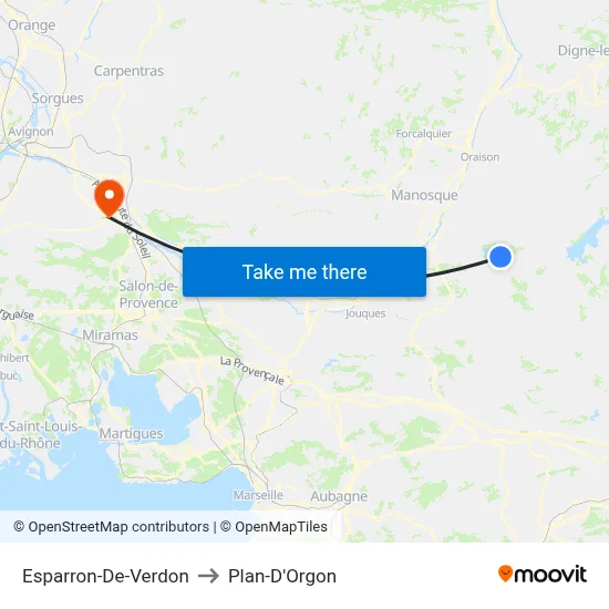 Esparron-De-Verdon to Plan-D'Orgon map