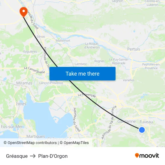 Gréasque to Plan-D'Orgon map