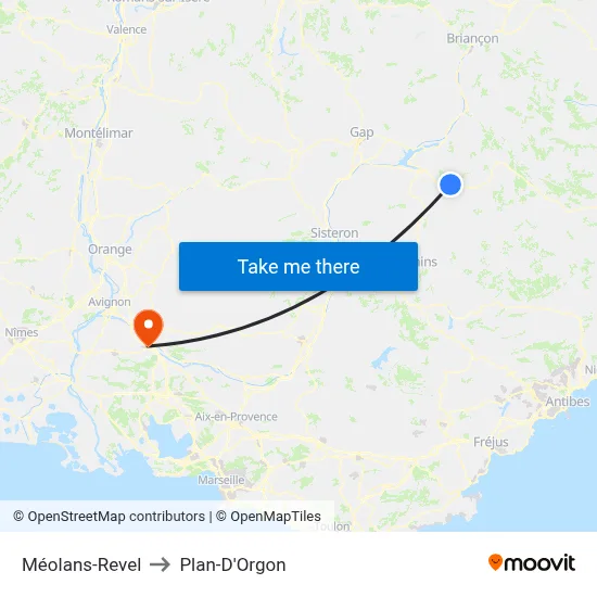 Méolans-Revel to Plan-D'Orgon map