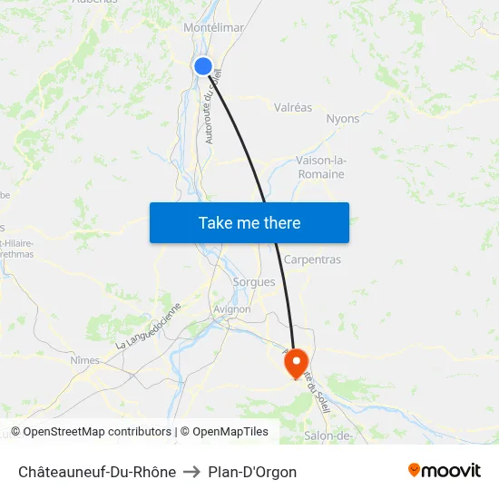 Châteauneuf-Du-Rhône to Plan-D'Orgon map
