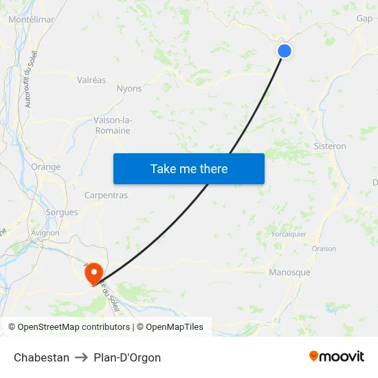 Chabestan to Plan-D'Orgon map