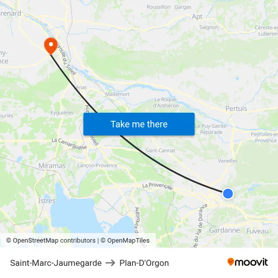 Saint-Marc-Jaumegarde to Plan-D'Orgon map