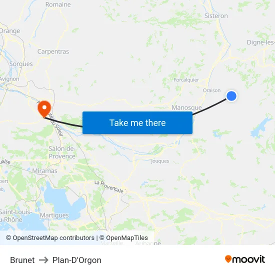 Brunet to Plan-D'Orgon map