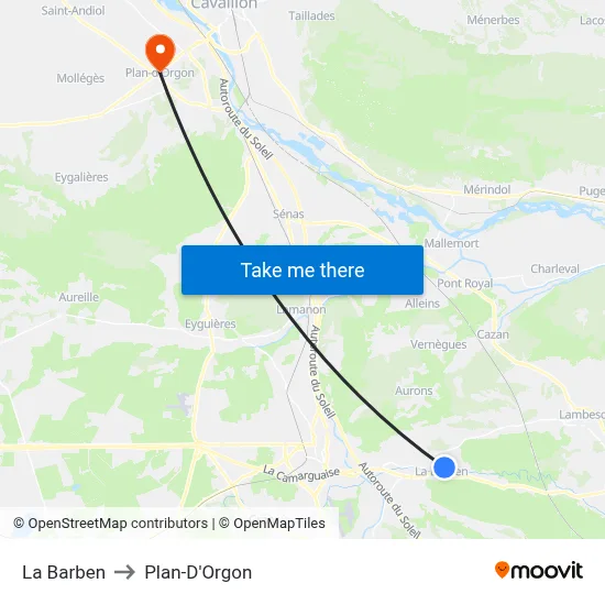 La Barben to Plan-D'Orgon map