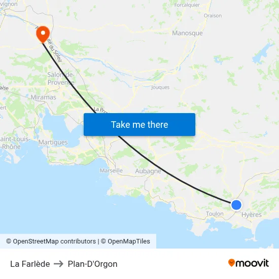 La Farlède to Plan-D'Orgon map