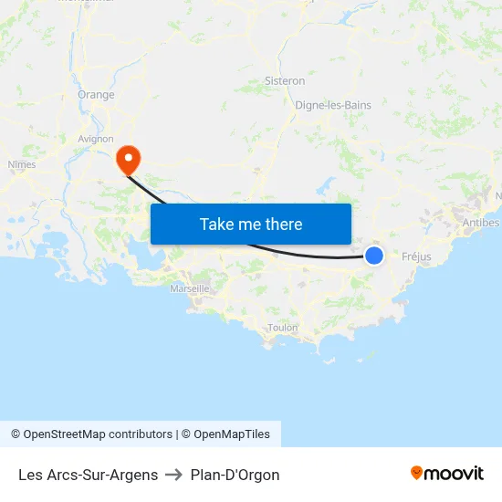Les Arcs-Sur-Argens to Plan-D'Orgon map
