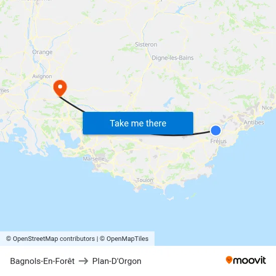 Bagnols-En-Forêt to Plan-D'Orgon map