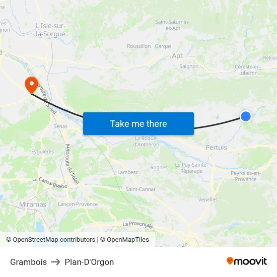 Grambois to Plan-D'Orgon map