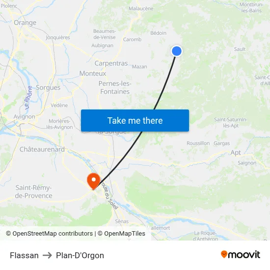 Flassan to Plan-D'Orgon map