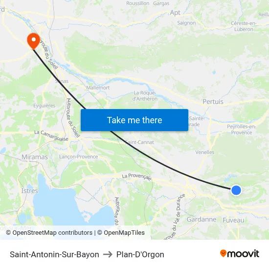 Saint-Antonin-Sur-Bayon to Plan-D'Orgon map