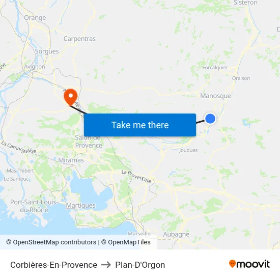 Corbières-En-Provence to Plan-D'Orgon map