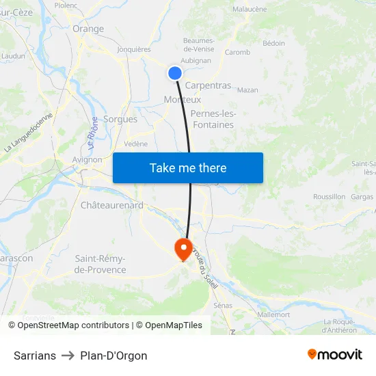 Sarrians to Plan-D'Orgon map