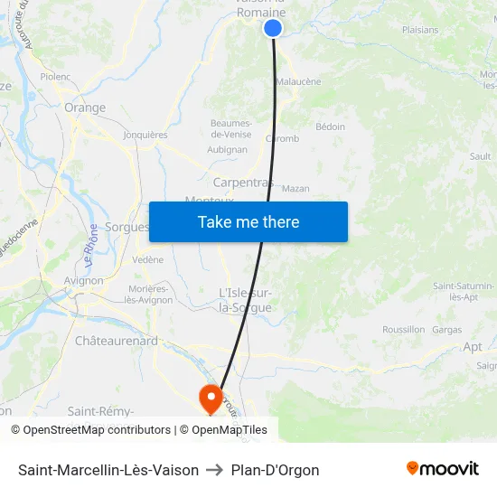 Saint-Marcellin-Lès-Vaison to Plan-D'Orgon map