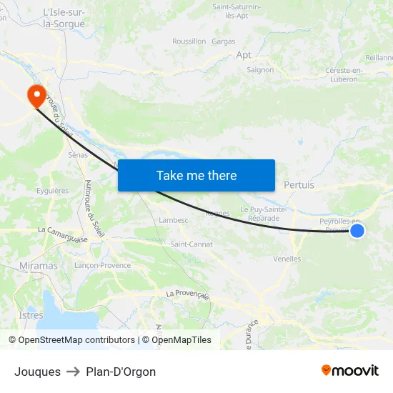 Jouques to Plan-D'Orgon map