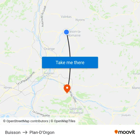 Buisson to Plan-D'Orgon map